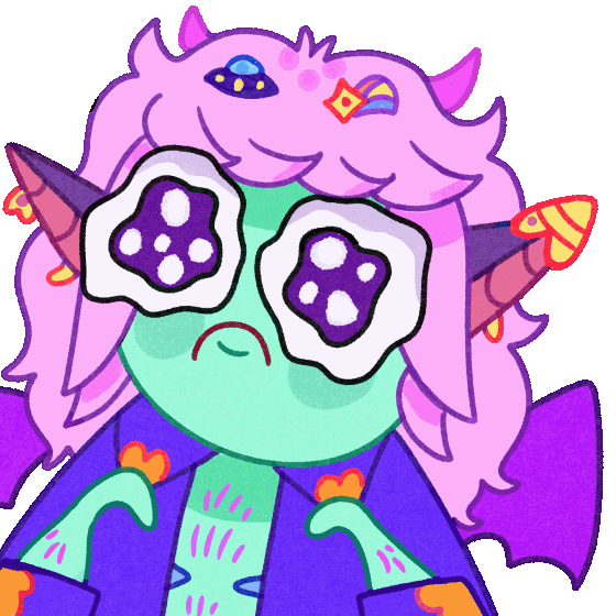 Crying emote of a green bat alien character crying. (my previous model)